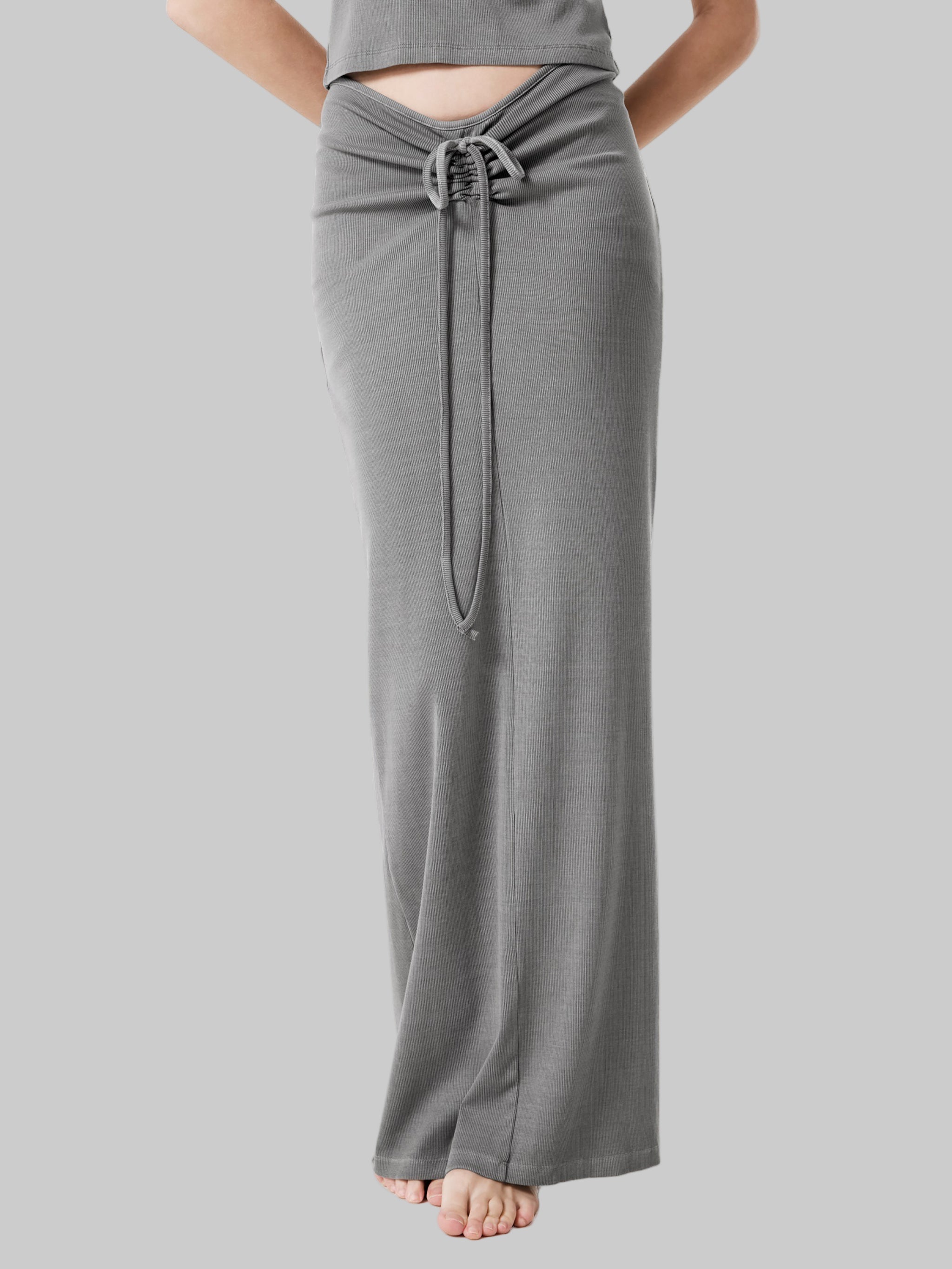 Jupe maxi délavée et teinte à cordon