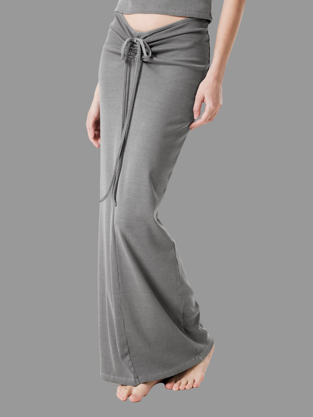 Jupe maxi délavée et teinte à cordon