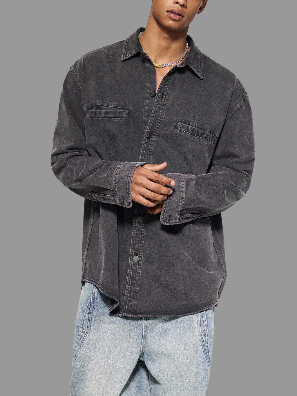 Veste en denim épais délavé vintage